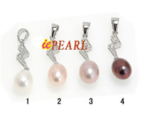 6*8mm tear-drop freshwater pearls sterling pendant