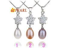 6*8mm tear-drop freshwater pearls sterling pendant
