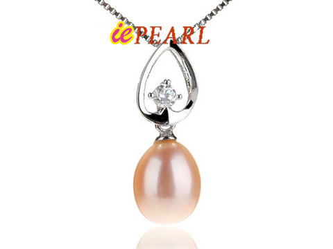 9-10mm tear-drop FW pearls sterling pendant
