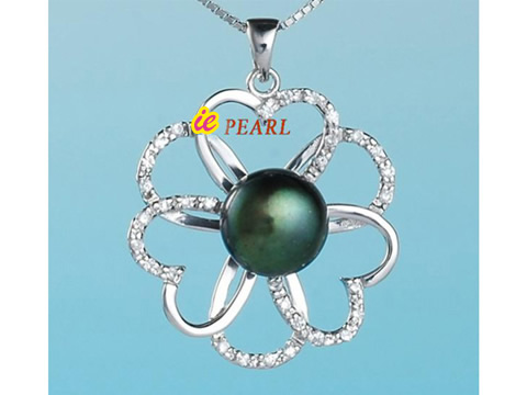 925 silver 10-10.5mm freshwater bread pearl petal pendant