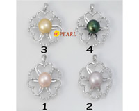 925 silver 10-10.5mm freshwater bread pearl petal pendant