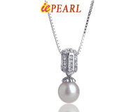 wholesale 925 silver round AAA freshwater pearl pendants