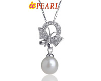wholesale beautiful 925 silver round AAA pearl pendants