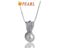 wholesale 925 silver round AAA freshwater pearl pendants