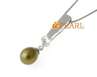9-10mm freshwater tear drop pearl pendant in silver