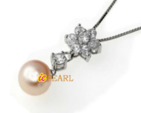 9-10mm round pearl flower pendant 925 sterling silver