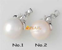 12-13mm super luster round pearl pendant in silver