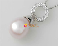 12-13mm natural white oval pearl drop silver pendant