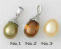 dyed 8-9mm oval pearl silver drop pendant on sale