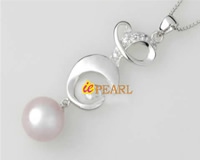 10-11mm perfect round pearl silver letter pendant