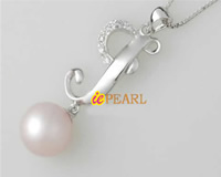 10-11mm round natural color pearl silver pendant