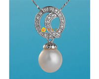 11-12mm white round pearl 925 silver pendant