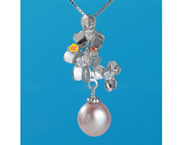 10-11mm round lavender pearl 925 silver flower pendants