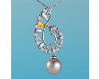 925 silver 10-11mm round lavender pearl pendants with zirc