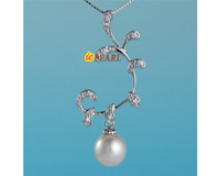 sterling silver 10-11mm round white pearl flower pendants
