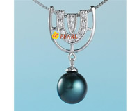 11-12mm freshwater round pearl 925 silver pendants with CZ