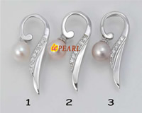 natural color 8-8.5mm round pearl sterling silver pendants