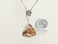 triangle 12*25mm sterling silver rhodium plated pendant