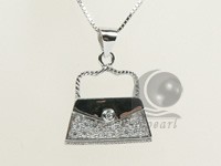 purse shape 20*28mm sterling silver rhodium plated pendant