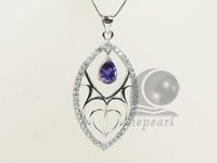 rice shape 22*45mm sterling silver rhodium plated pendant