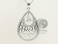 rice shape 27*44mm sterling silver rhodium plated pendant