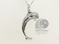 fish shape 20*50mm sterling silver rhodium plated pendant