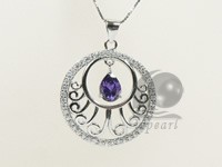 round 30*30mm sterling silver rhodium plated pendant