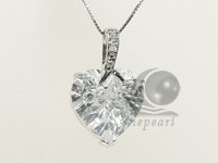 heart shape 15*25mm sterling silver rhodium plated pendant