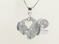 double fish shape 25*32mm sterling silver rhodium plated pendant