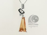 11*35mm sterling silver rhodium plated pendant