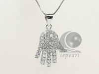 hand shape 15*20mm sterling silver rhodium plated pendant