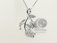 leaf shape 20*30mm sterling silver rhodium plated pendant