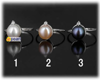 8.5-9mm freshwater pearl ring with sterling mounting .US size7.5