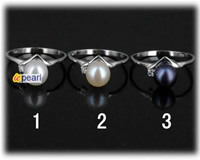 7-7.5mm pearl rings with sterling silver mounting & zircon beads