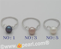 7-7.5mm freshwater pearl sterling silver mounting rings, us size