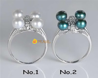 5.5-6mm freshwater pearl sterling silver rings with CZ