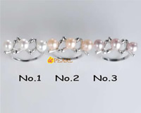 6-7mm triple freshwater teardrop pearl silver rings wholesale