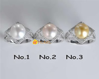 rhombus 10-11mm mabe bread pearl silver mounting rings