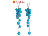 blue turquoise grape shape dangling earrings wholesale