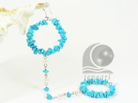 blue turquoise potato pearl dangling earrings wholesale