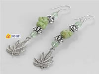 wholesale green crystal turquoise leaf charms dangling earrings