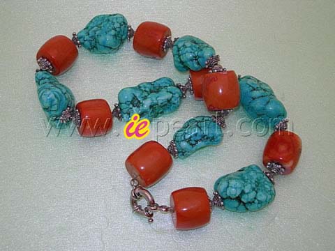 tubby red coral with turquoise necklace wholesle online
