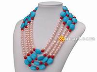 four strands 8mm round red coral necklace wholesale