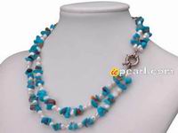 Necklace made freshwater pearls & turquoise beads