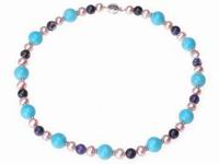 12mm turquoise bead necklace with Sodalite beads & pearl
