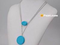 natural blue coin & oval turquoise necklace wholesale