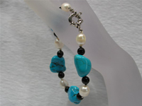 Wholesale blue grotesque turquoise bracelet with 7-8mm pearl