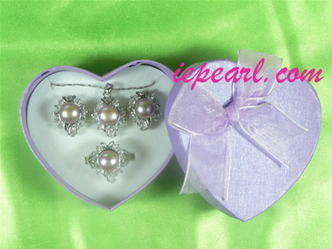 purple pearl necklace set with 18k gp fittings wholesale