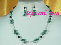 6-7mm green rice shaped pearl necklace set wholesale