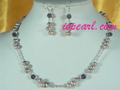 side drill rice shaped pearl necklace set wholesale